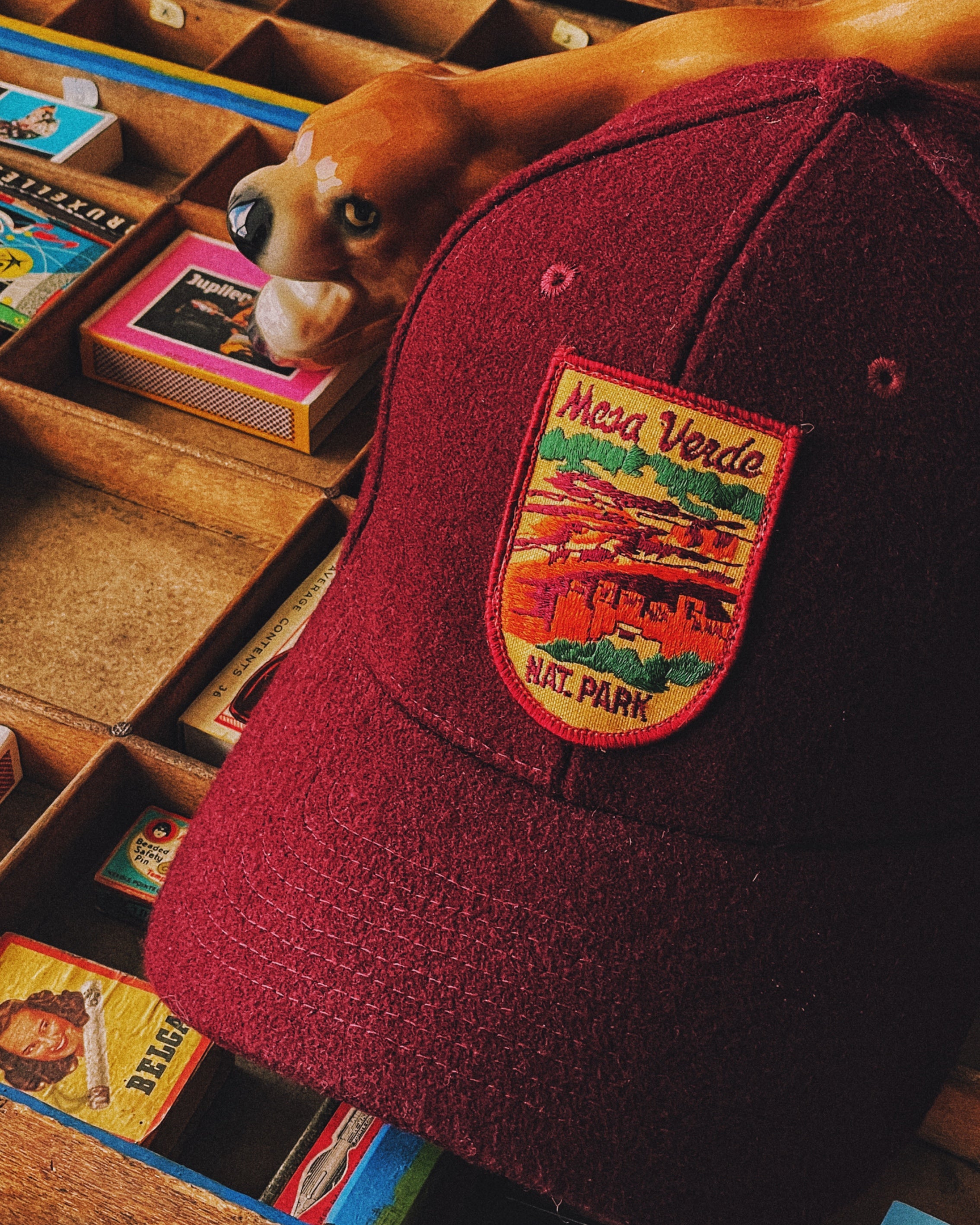 Casquette éco-responsable effet "laine" avec écusson vintage "Mesa verde"