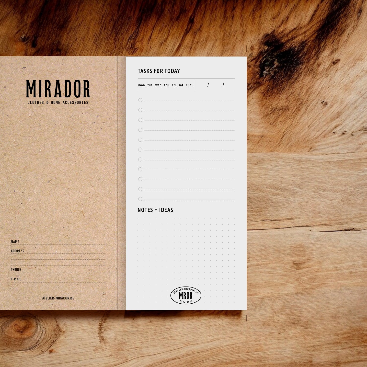 Carnet tasks + notes + ideas "Tigre rugissant"